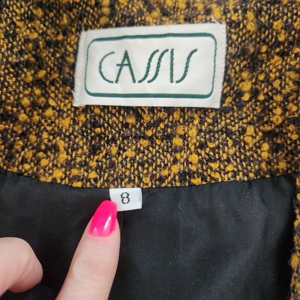 Cassis Vintage Pure Virgin Wool Blazer Jacket Mustard Yellow Size 8 - Picture 3 of 10